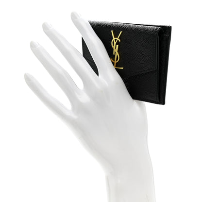 Saint Laurent Grain De Poudre Uptown Monogram Card Case Black 2 of 9