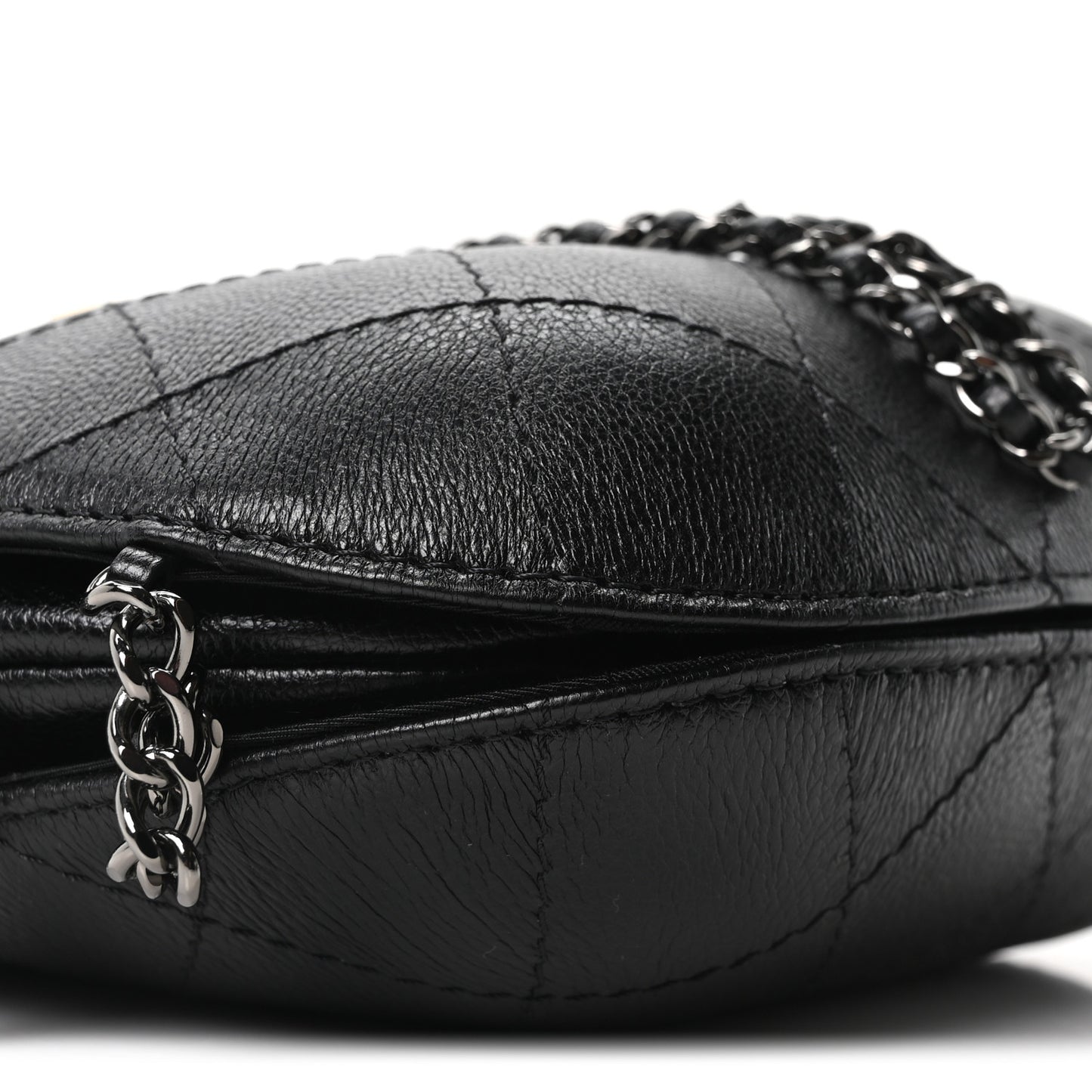 Aged Calfskin Quilted Small Gabrielle Bucket Black