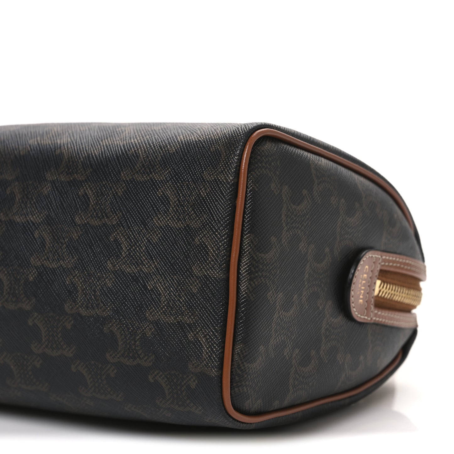 Triomphe Canvas Calfskin Small Boston Bag Tan