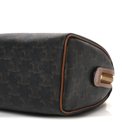 Celine Triomphe Canvas Calfskin Small Boston Bag Tan 11 of 11