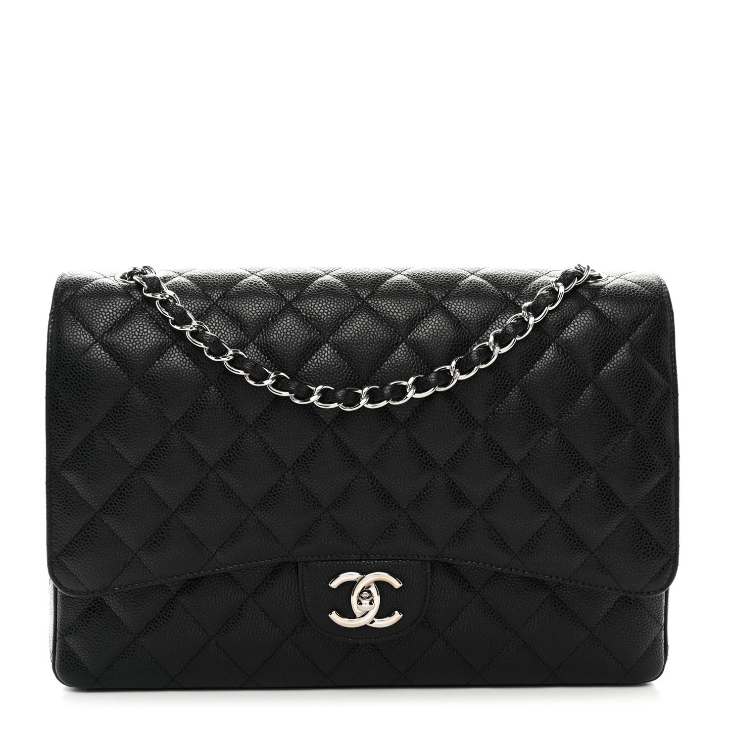Caviar Quilted Maxi Double Flap Black