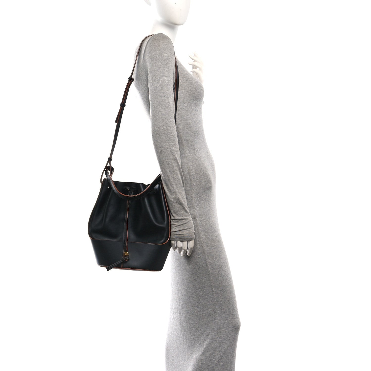 Loewe Calfskin Medium Balloon Bucket Bag Black Tan 2 of 9