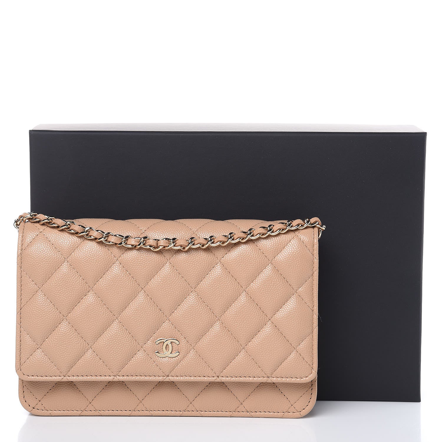 Chanel Caviar Quilted Wallet On Chain WOC Beige 13 of 13