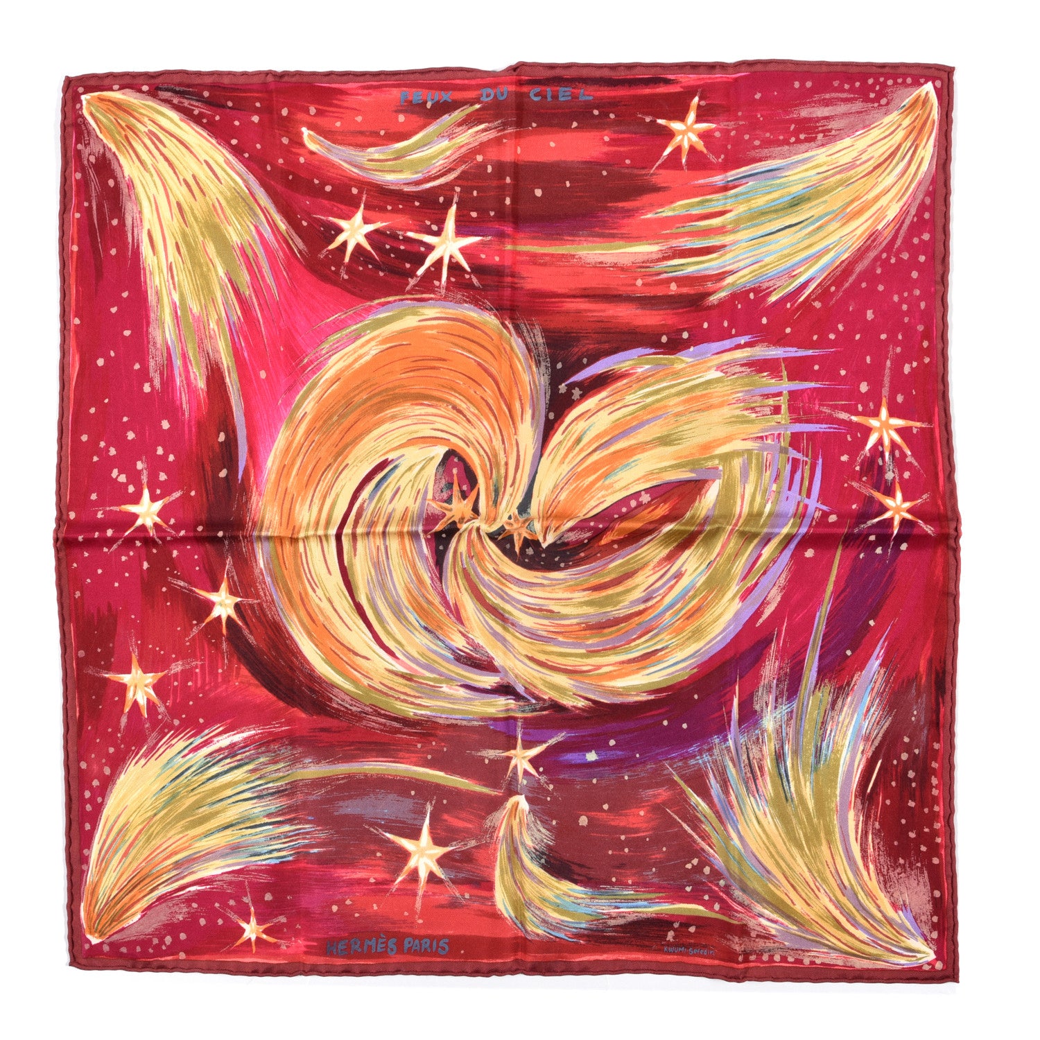 Hermes Silk Feux Du Ciel Pocket Square 1 of 4