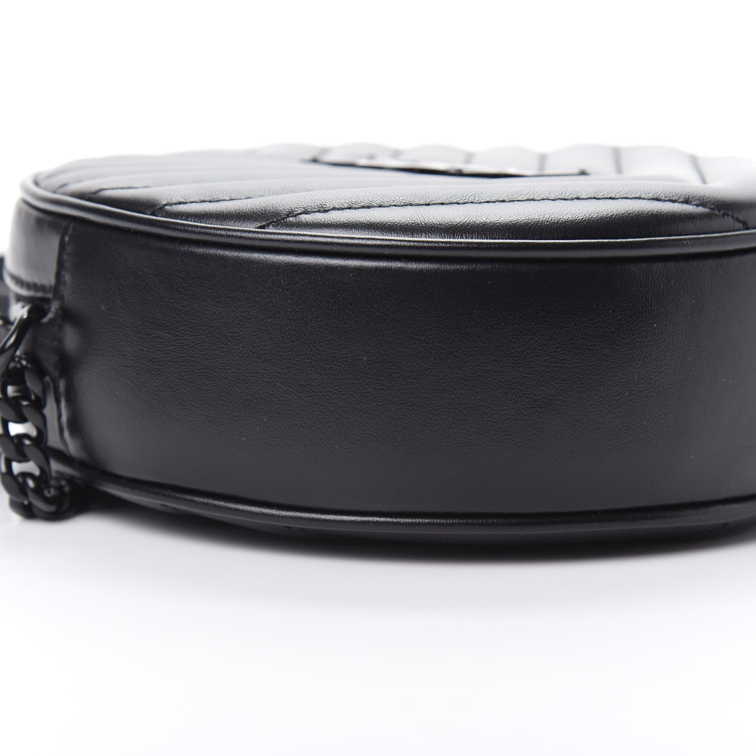 Saint Laurent Calfskin Matelasse Chevron Round Vinyle Camera Bag Black 9 of 10