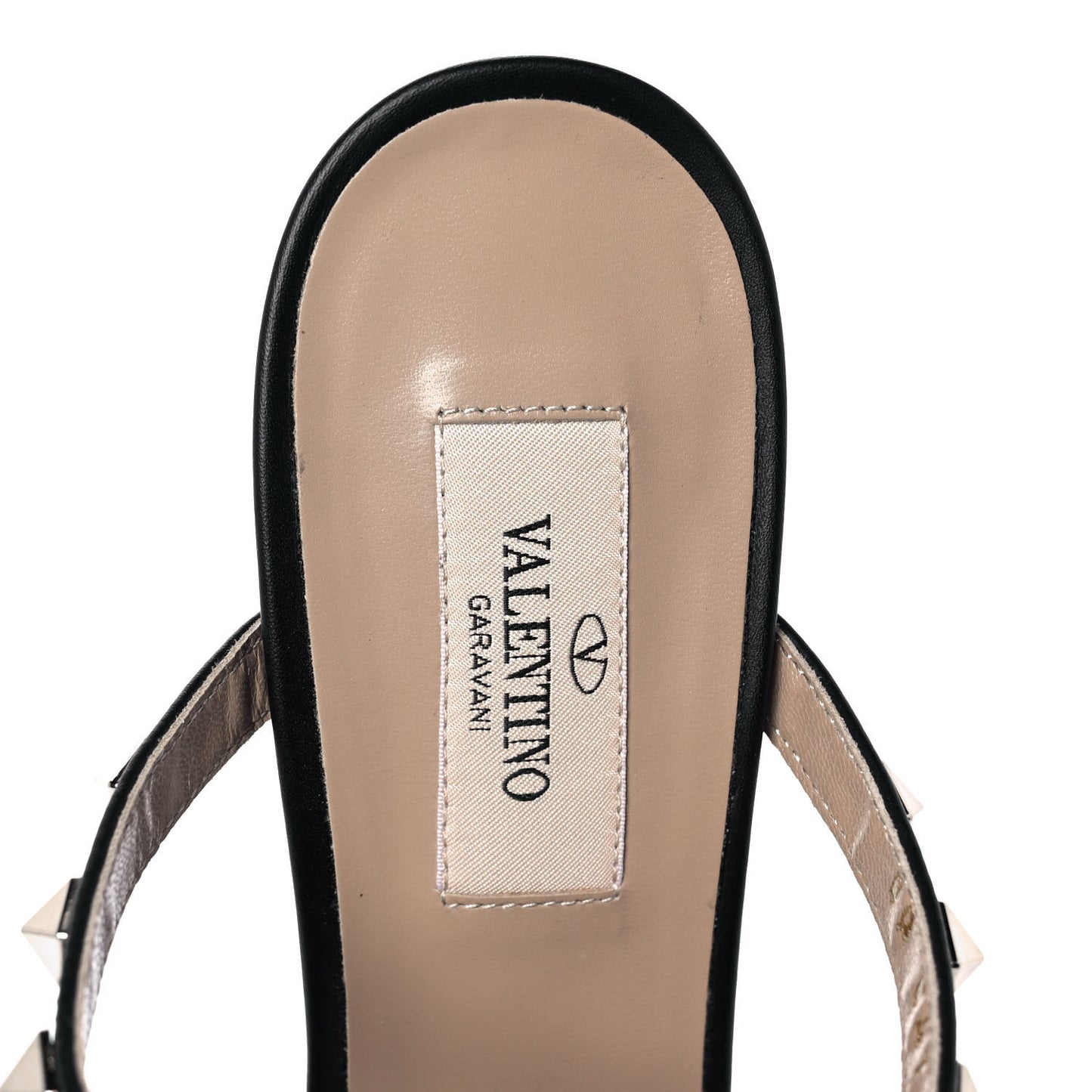 Calfskin Rockstud 60mm Caged Slide Sandals 38.5 Black