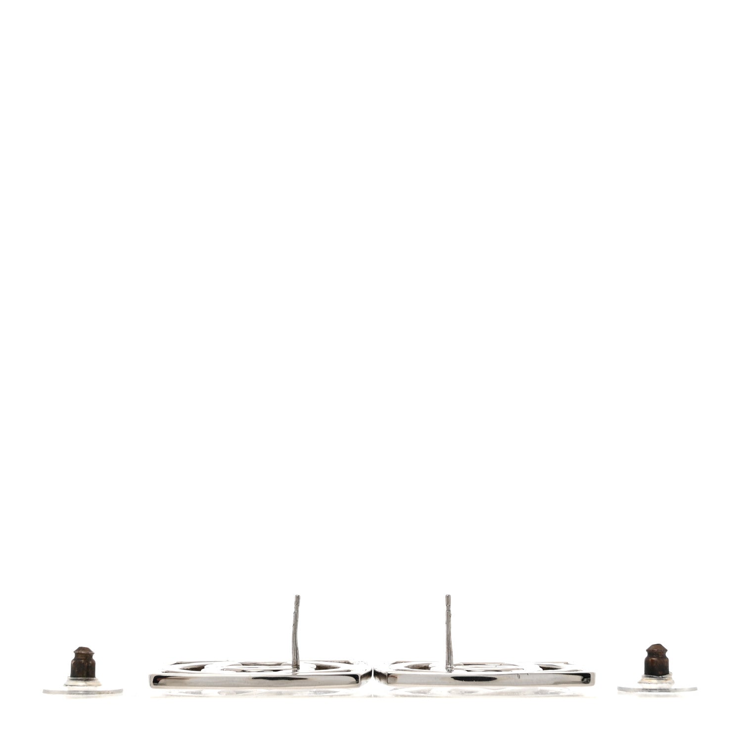 Chanel Metal Square CC Earrings Silver 3 of 5