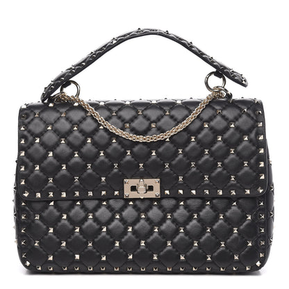 Valentino Garavani Lambskin Large Rockstud Spike Shoulder Bag Black 1 of 11