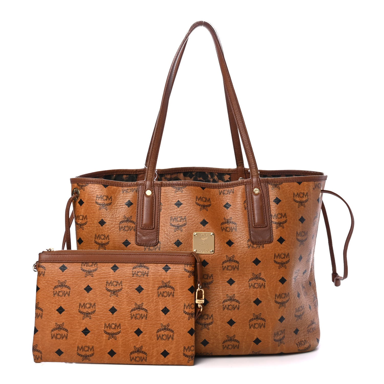 MCM Visetos Medium Reversible Shopping Tote Cognac Brown 1 of 8