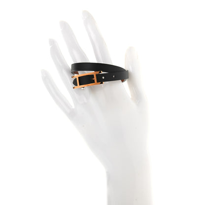 Hermes Chamonix Tadelakt Behapi Double Tour Reversible Bracelet T1 Black Fauve 2 of 7