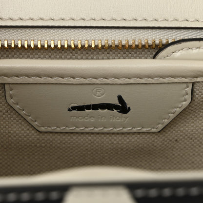 Gucci Calfskin Web Geometric Print Small Bamboo 1947 Top Handle Bag White Multi 7 of 11