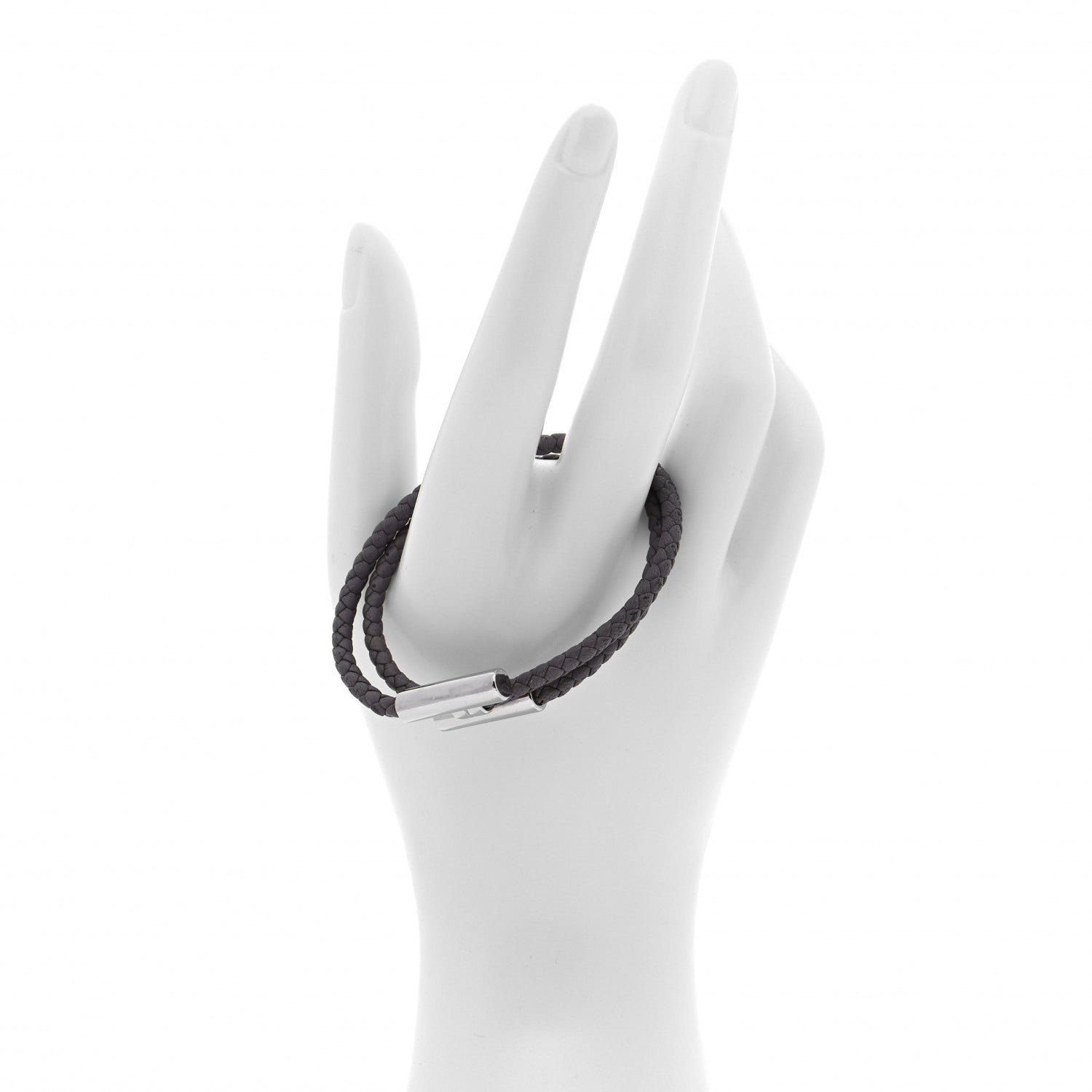 Hermes Swift Double Wrap Cord Tournis Tresse Bracelet T5 Etain 3 of 9