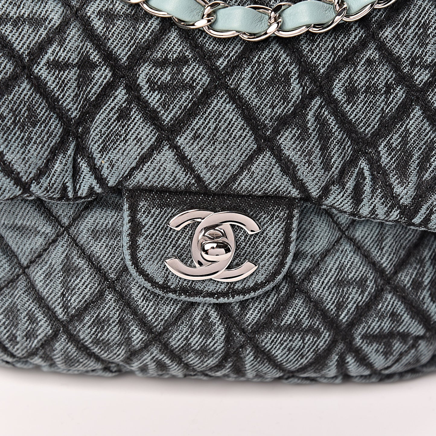 Denim Quilted Small Denimpression Flap Blue Black