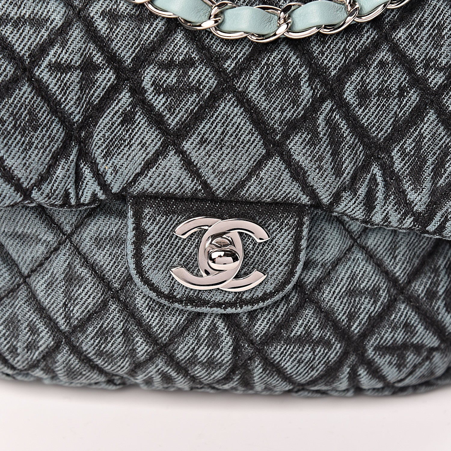 Chanel Denim Quilted Small Denimpression Flap Blue Black 10 of 10