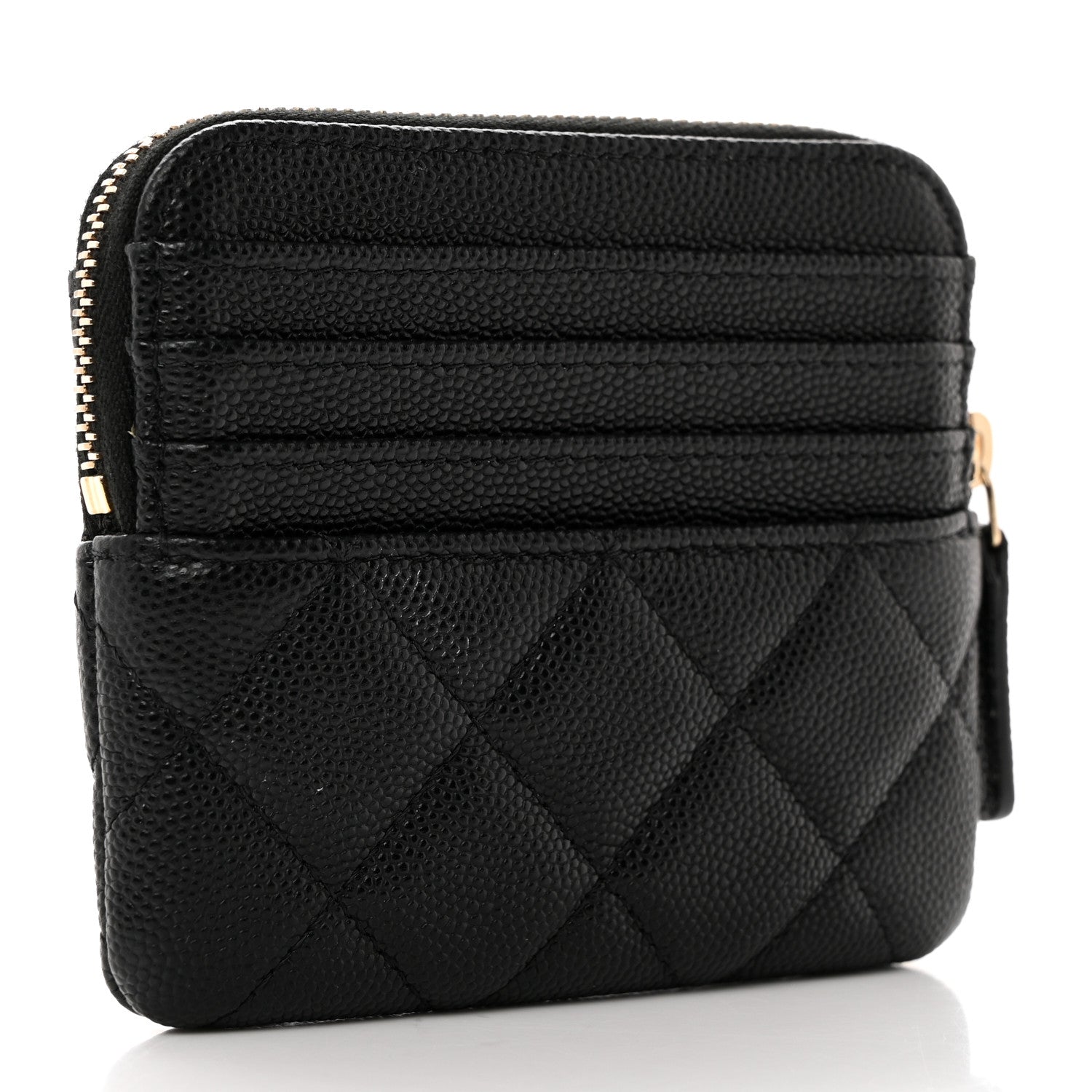 Chanel Caviar Quilted Zip Card Holder Wallet Black 3 of 8