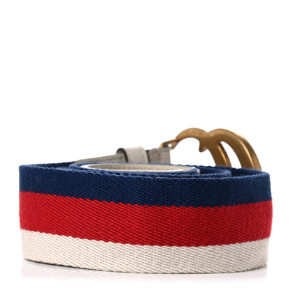 Gucci Nylon Calfskin Sylvie Web Double G 40mm Belt 95 38 Mystic White Hibiscus Red Maritime 2 of 7