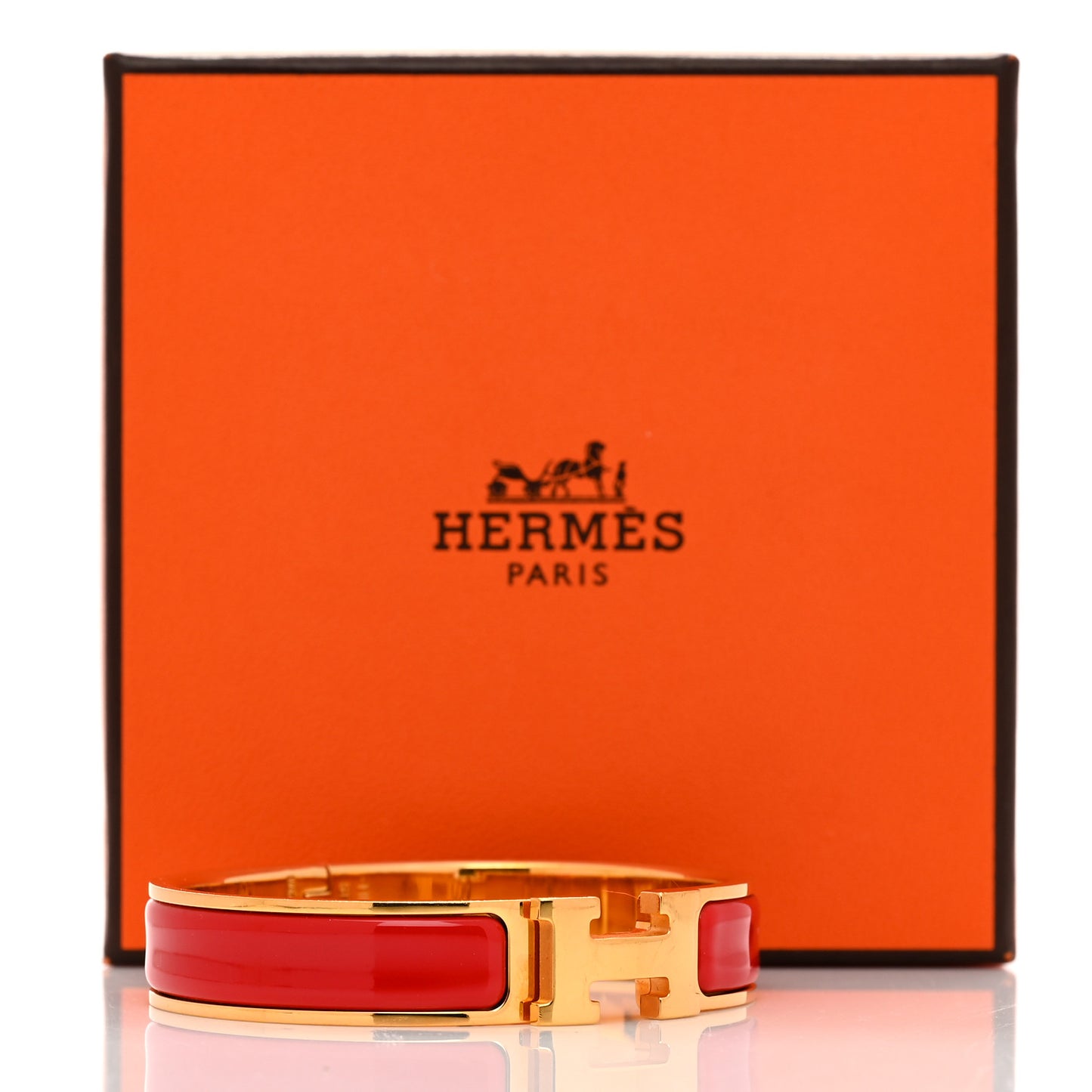 Enamel Narrow Clic Clac H Bracelet PM Rouge Vif
