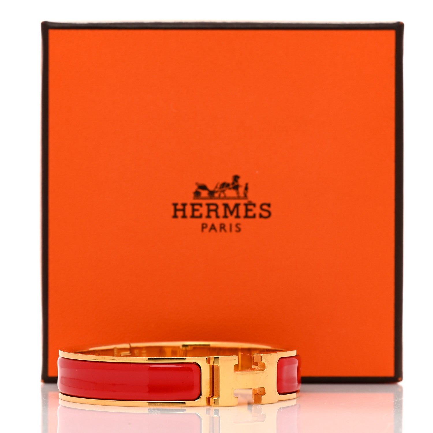 Hermes Enamel Narrow Clic Clac H Bracelet PM Rouge Vif 5 of 5