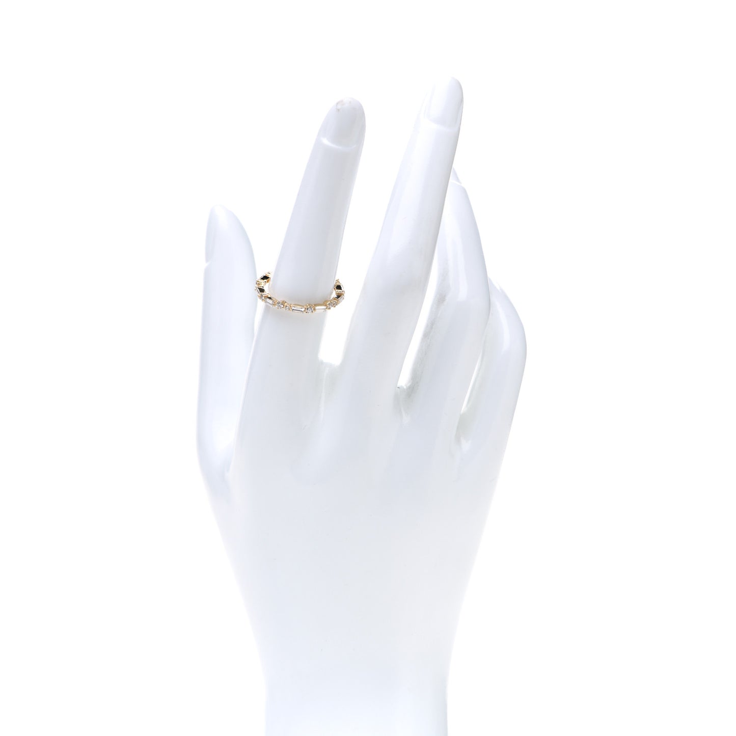 18K Yellow Gold Diamond Thin Mix Eternity Ring 54 7