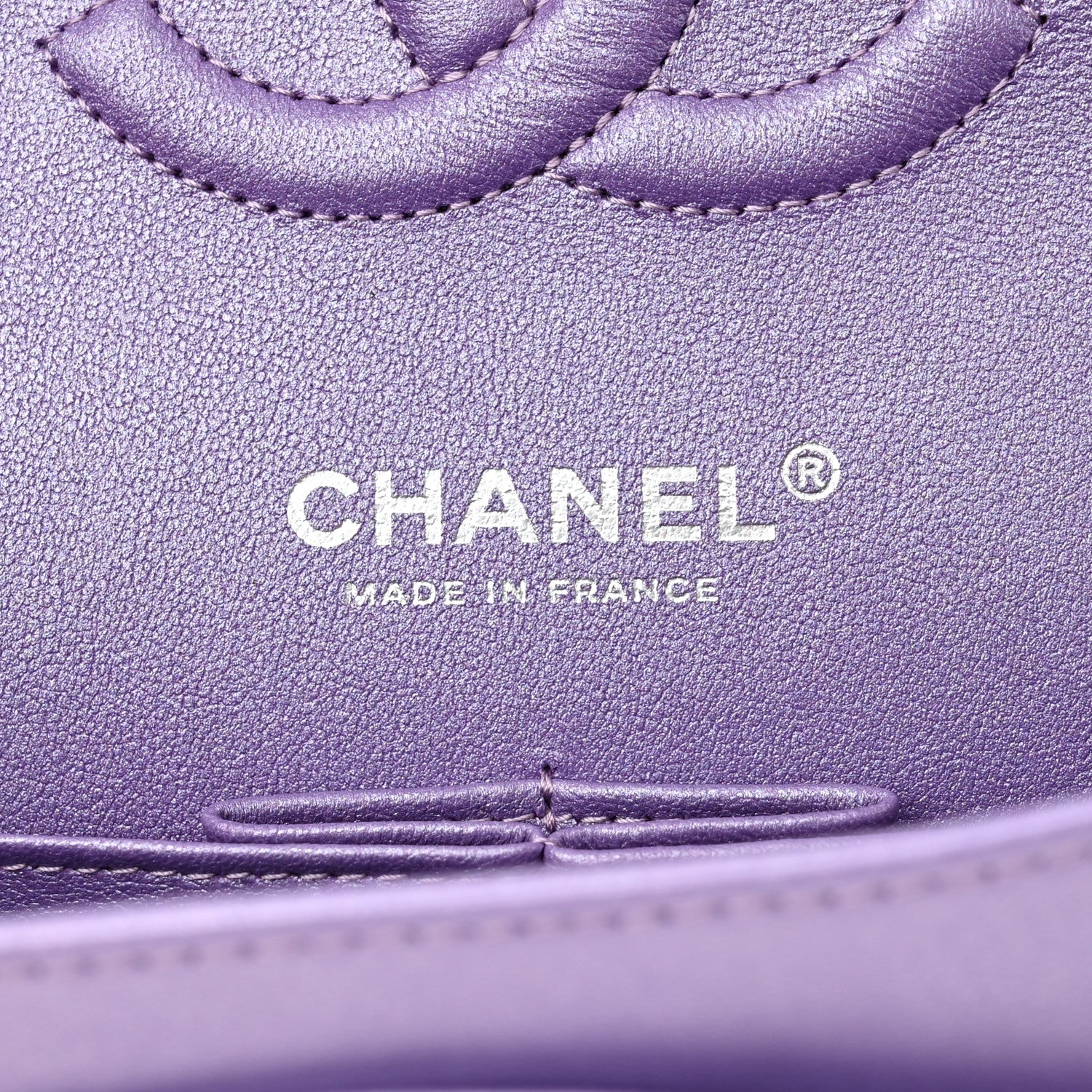 Chanel Metallic Lambskin Quilted Medium Double Flap Purple 5 of 8