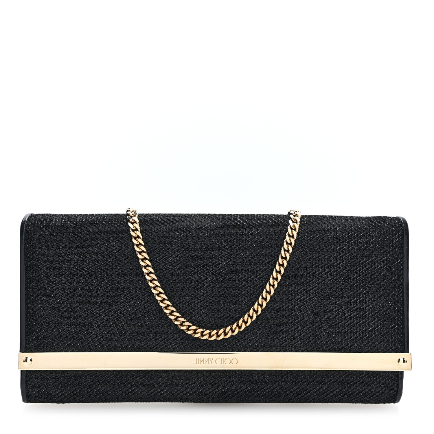 Jimmy Choo Canvas Glitter Milla Wallet on Chain Black 1 of 9