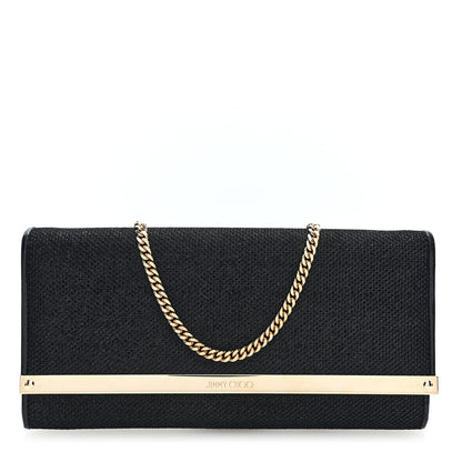 Jimmy Choo Canvas Glitter Milla Wallet on Chain Black 1 of 9