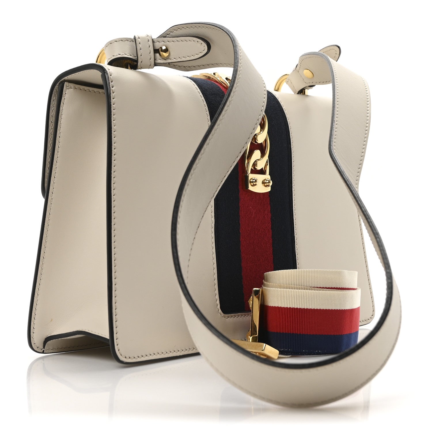 Gucci Calfskin Small Sylvie Shoulder Bag Off White 3 of 10