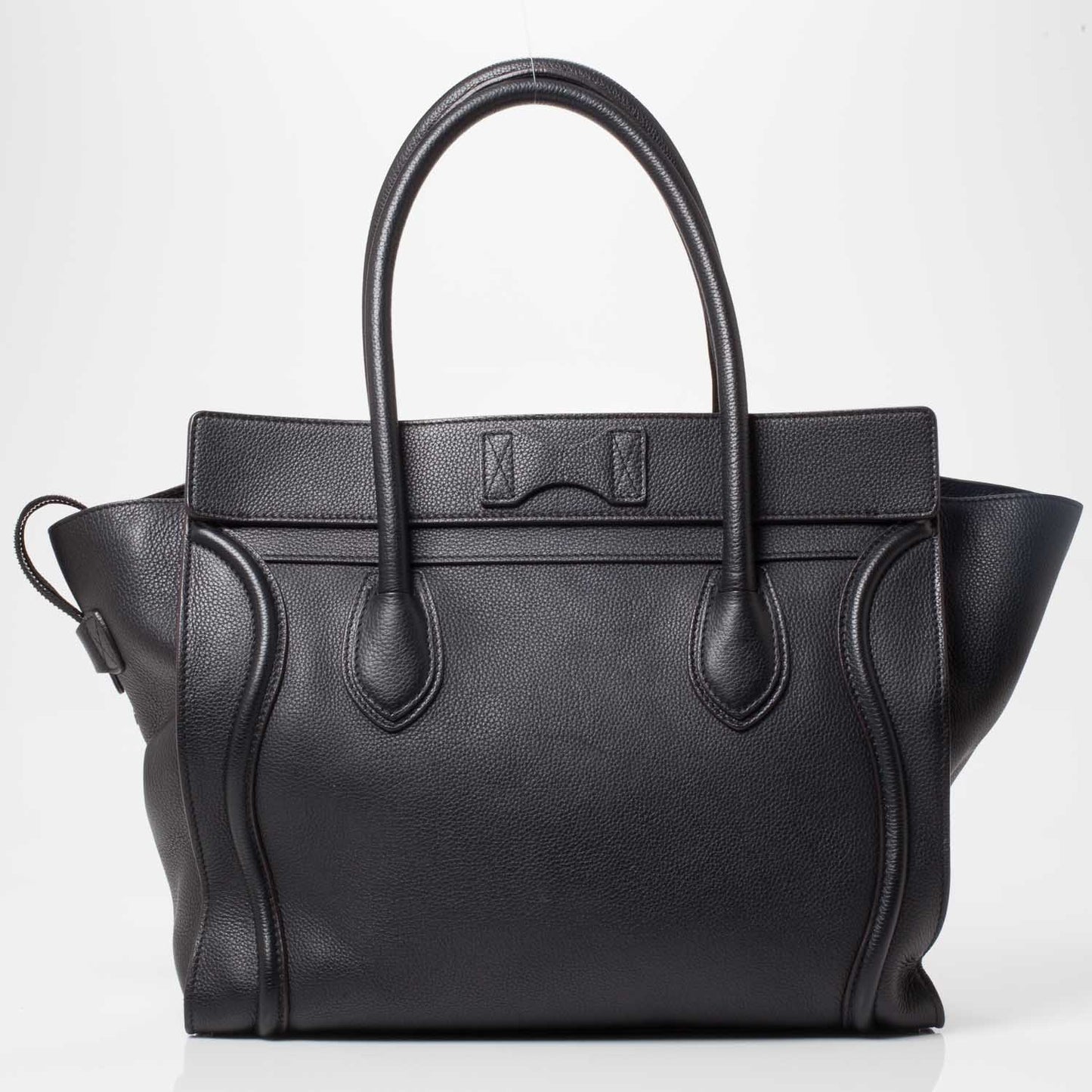 Drummed Leather Shoulder Luggage Black