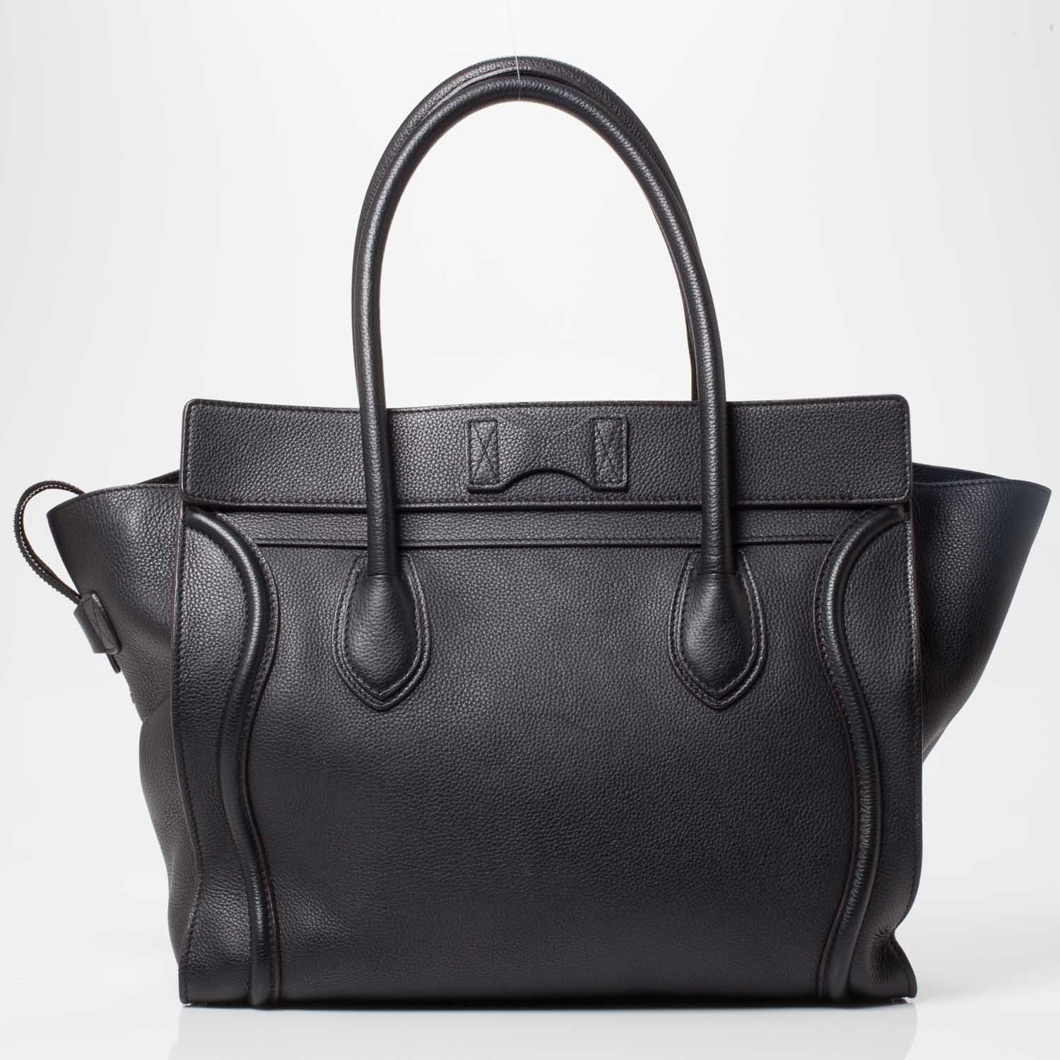 Celine Drummed Leather Shoulder Luggage Black 4 of 10