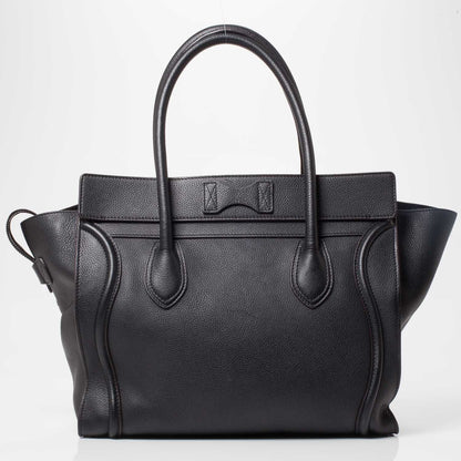 Celine Drummed Leather Shoulder Luggage Black 4 of 10