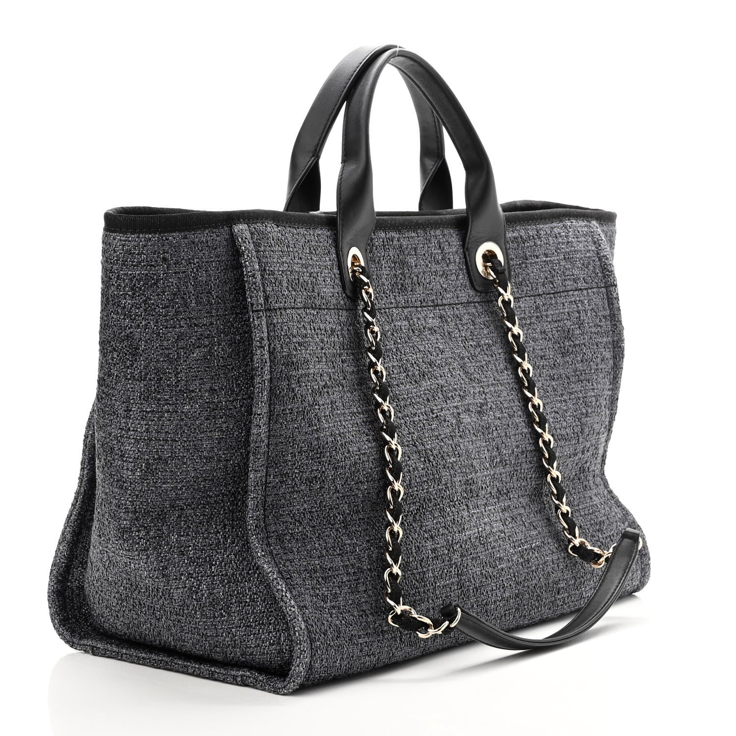 Chanel Woven Straw Raffia Medium Deauville Tote Grey 2 of 9