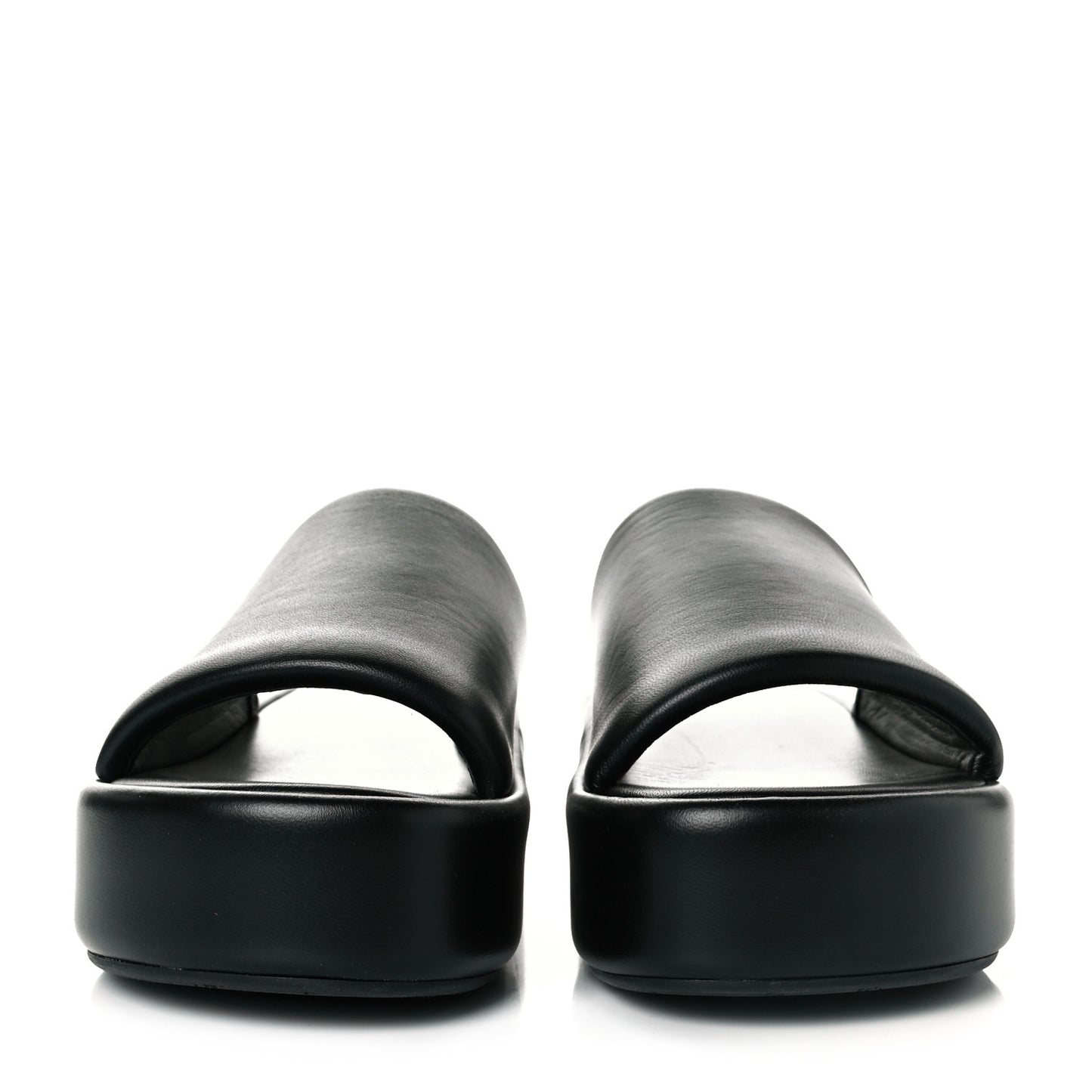 Smooth Nappa Logo Rise Platform Sandals 37 Black White