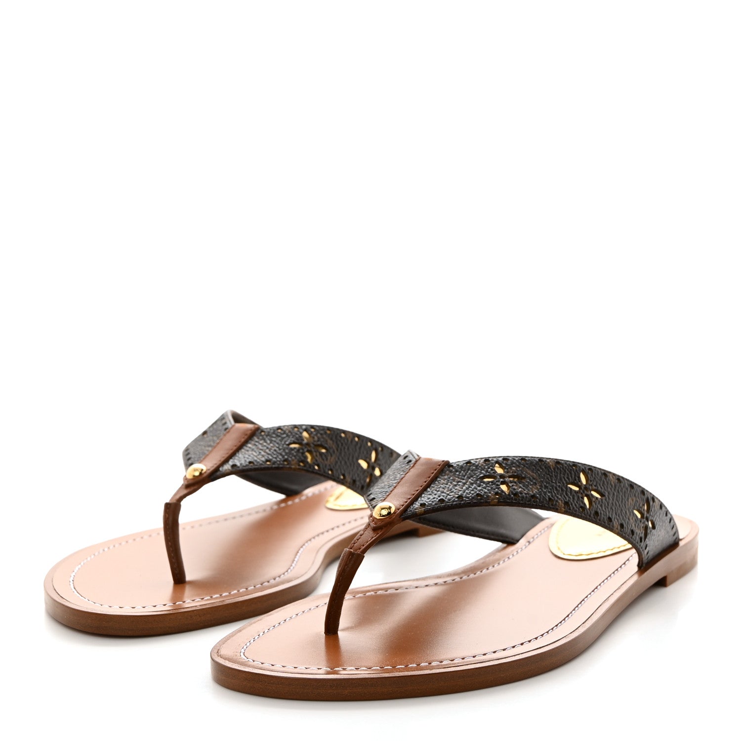 Louis Vuitton Monogram Sunny Flat Thong Sandals 37.5 Brown 3 of 9