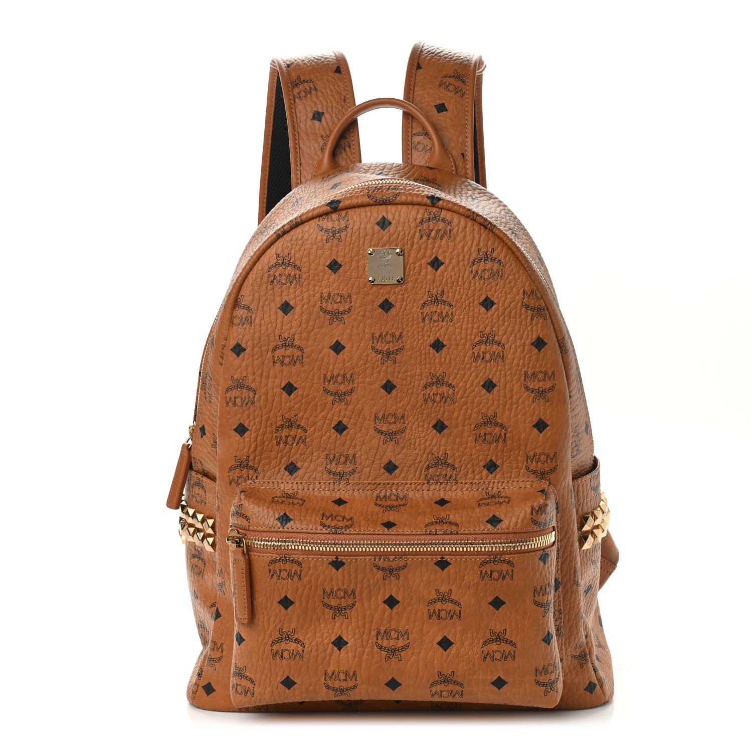 MCM Visetos Medium Side Studs Stark Backpack Cognac 1 of 9