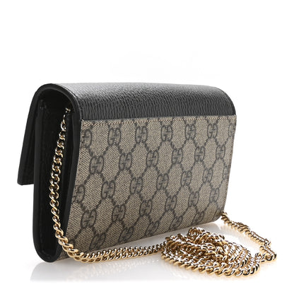 Gucci Dollar Calfskin GG Supreme Monogram Petite GG Marmont Wallet Chain Bag Black Beige Ebony 3 of 11