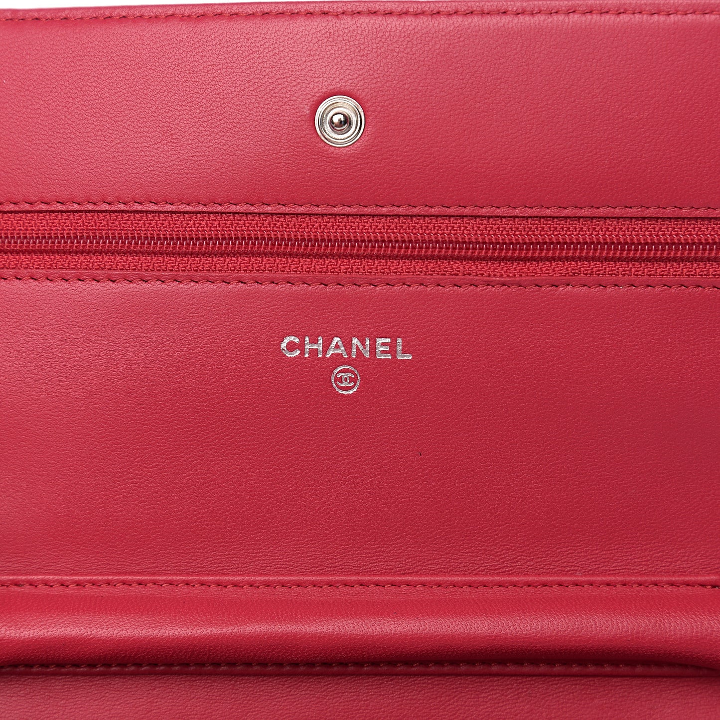 Lambskin Quilted Wallet On Chain WOC Dark Pink