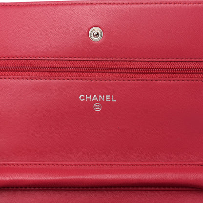 Chanel Lambskin Quilted Wallet On Chain WOC Dark Pink 5 of 10