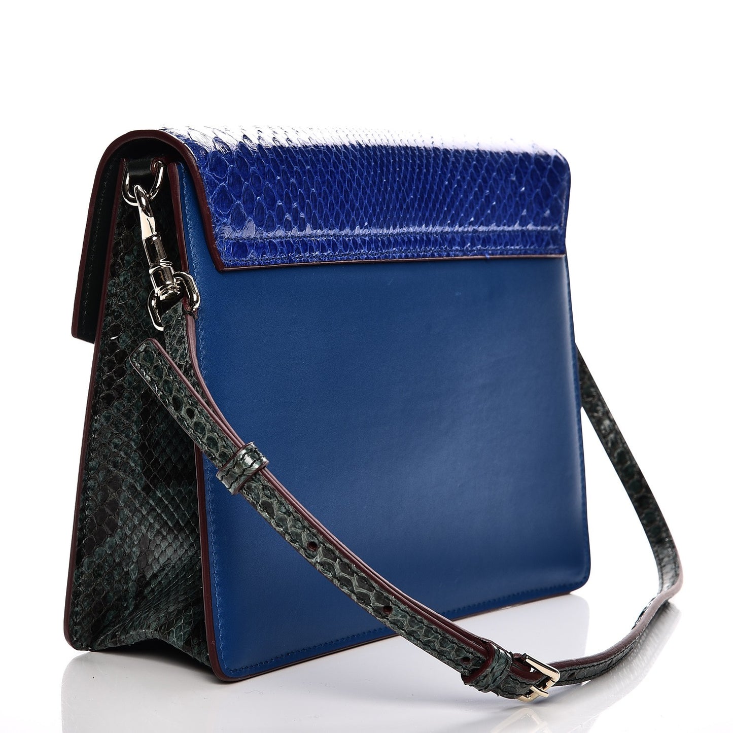 Python Calfskin Lucia Satchel Blue