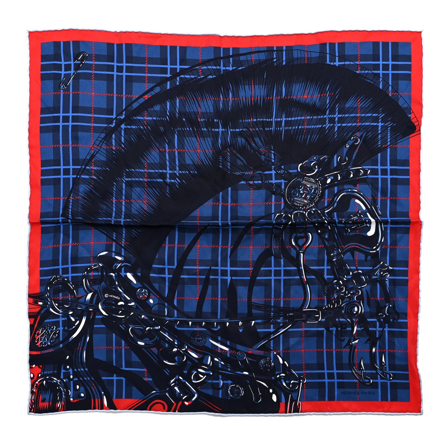 Silk Cheval Punk Pocket Square Blue Red