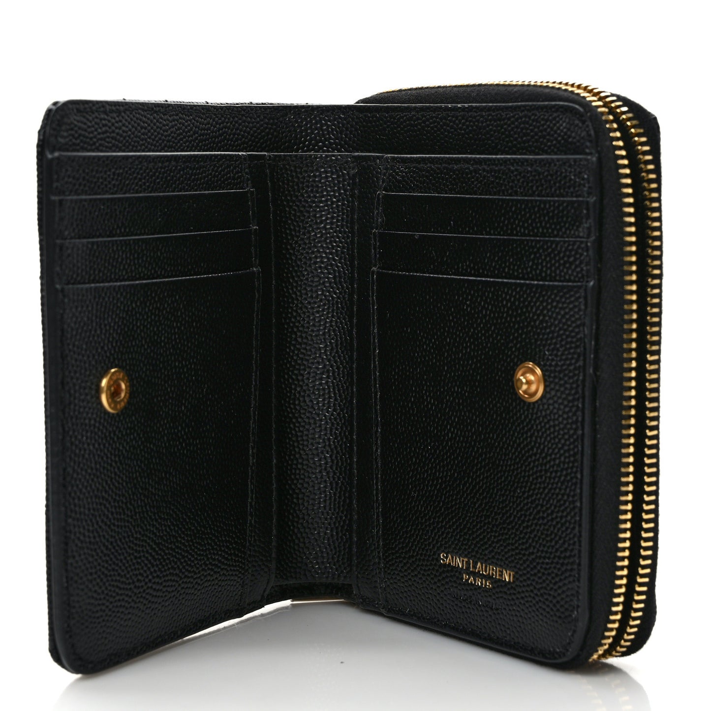 Grain De Poudre Matelasse Chevron Monogram Compact Zip Around Wallet Black