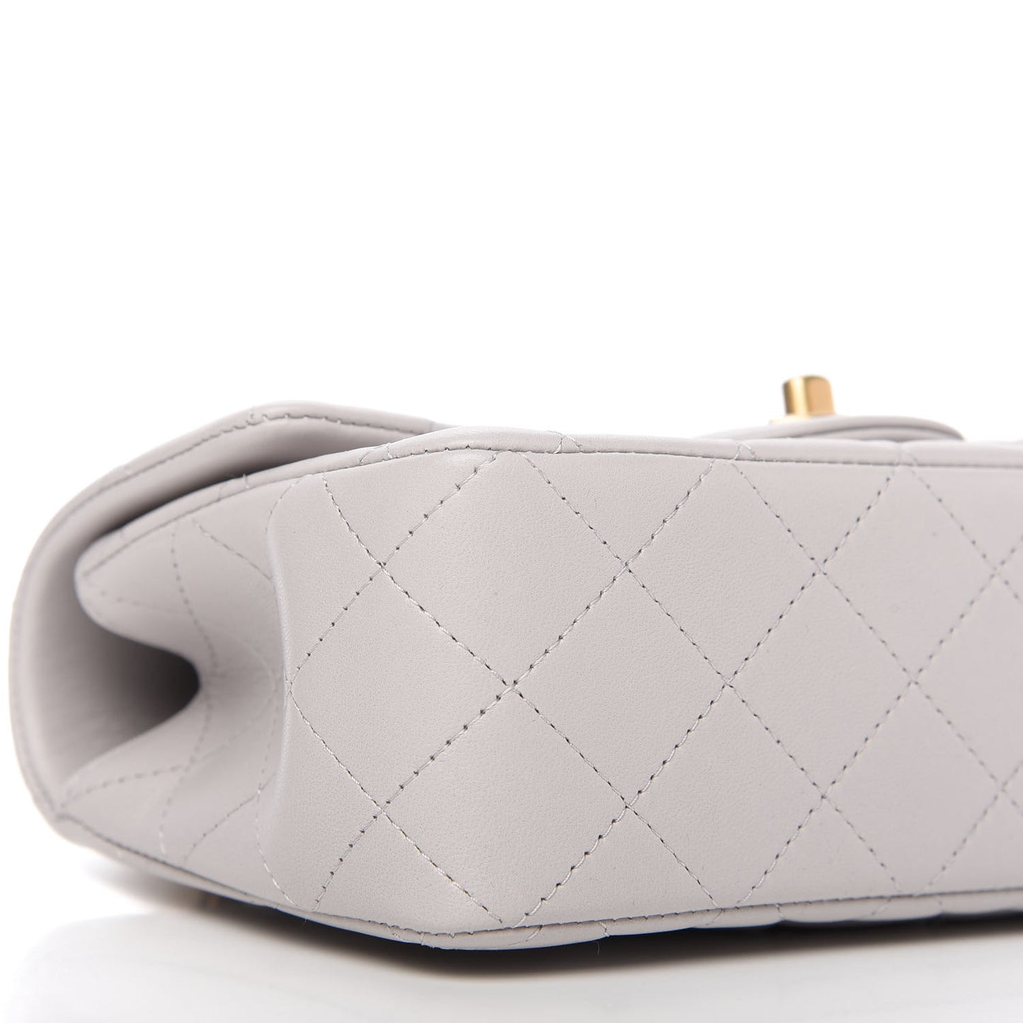 Lambskin Quilted Mini Top Handle Rectangular Flap Grey