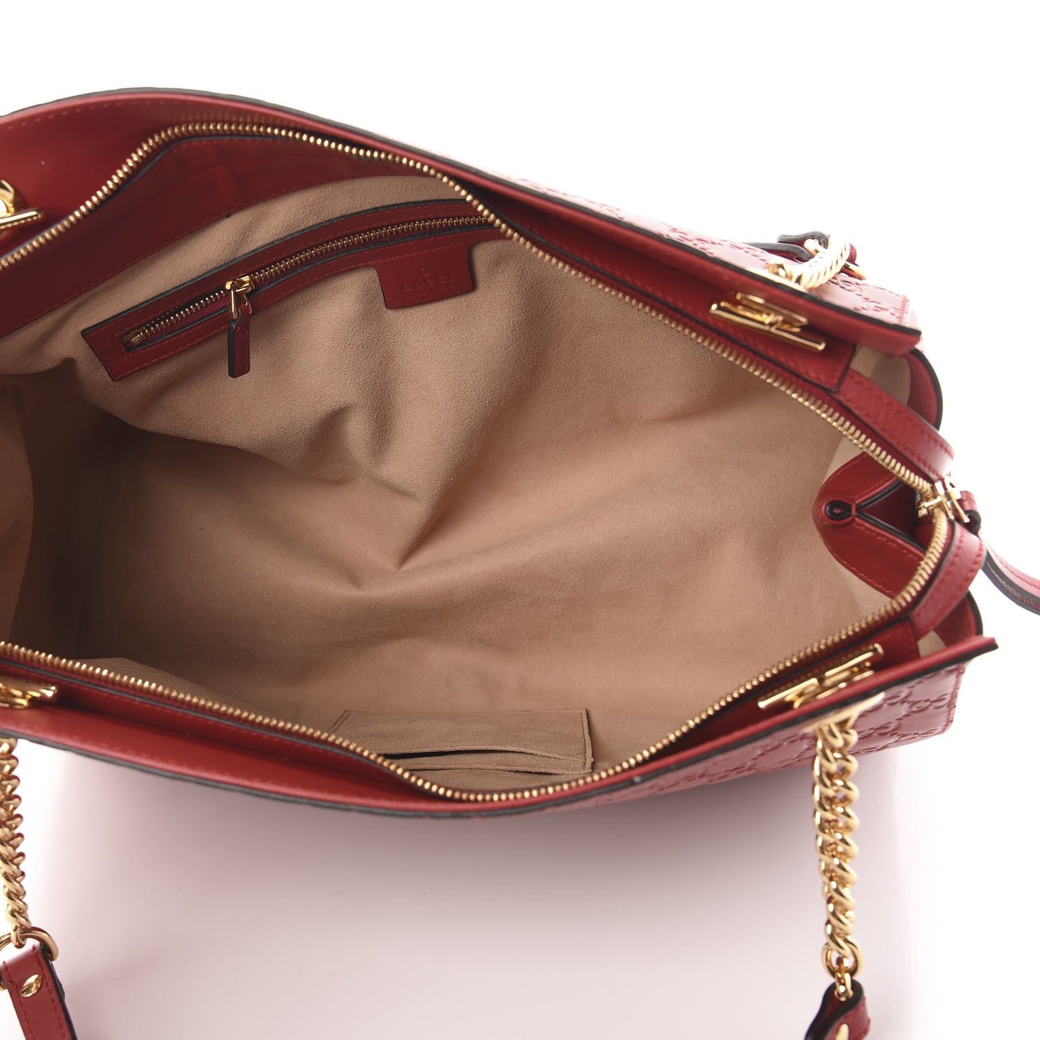 Gucci Soft Guccissima Signature Large Shoulder Tote Bag Hibiscus Red 5 of 11
