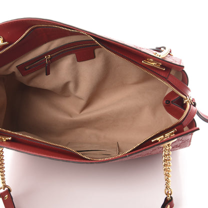 Gucci Soft Guccissima Signature Large Shoulder Tote Bag Hibiscus Red 5 of 11