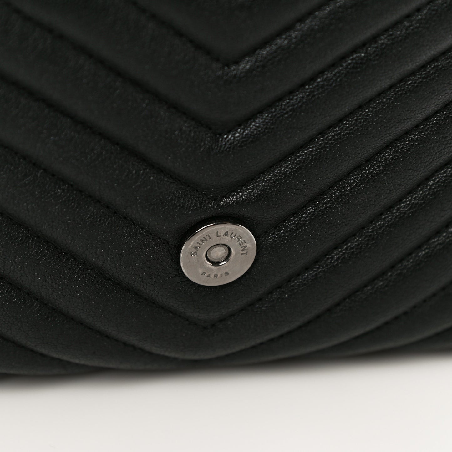 Sheepskin Matelasse Chevron Monogram Medium College Bag Black