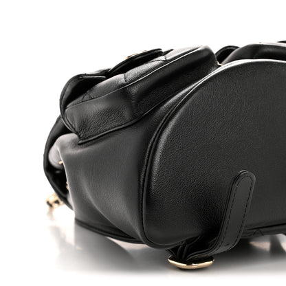 Chanel Calfskin Quilted Mini Duma Pockets Drawstring Backpack Black 9 of 14