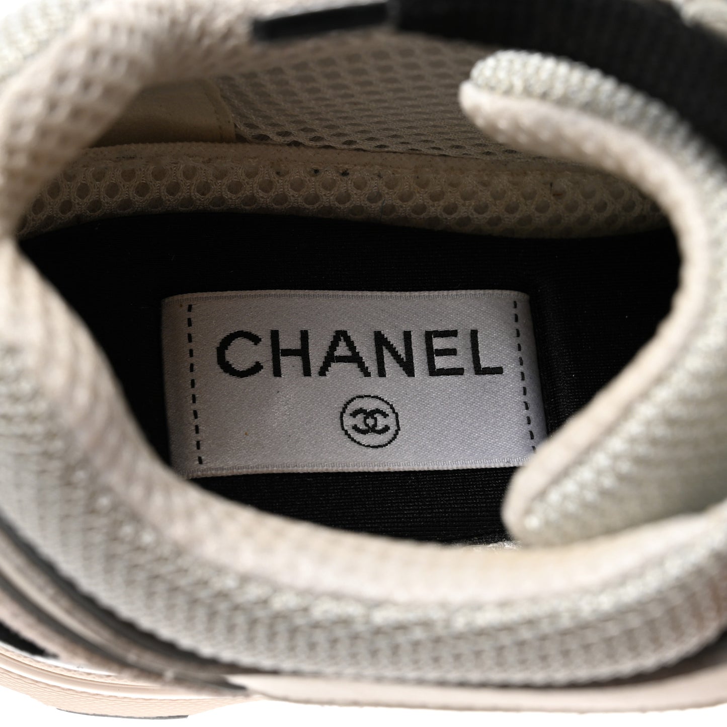 Nylon Calfskin Suede Womens CC Sneakers 37.5 Grey White