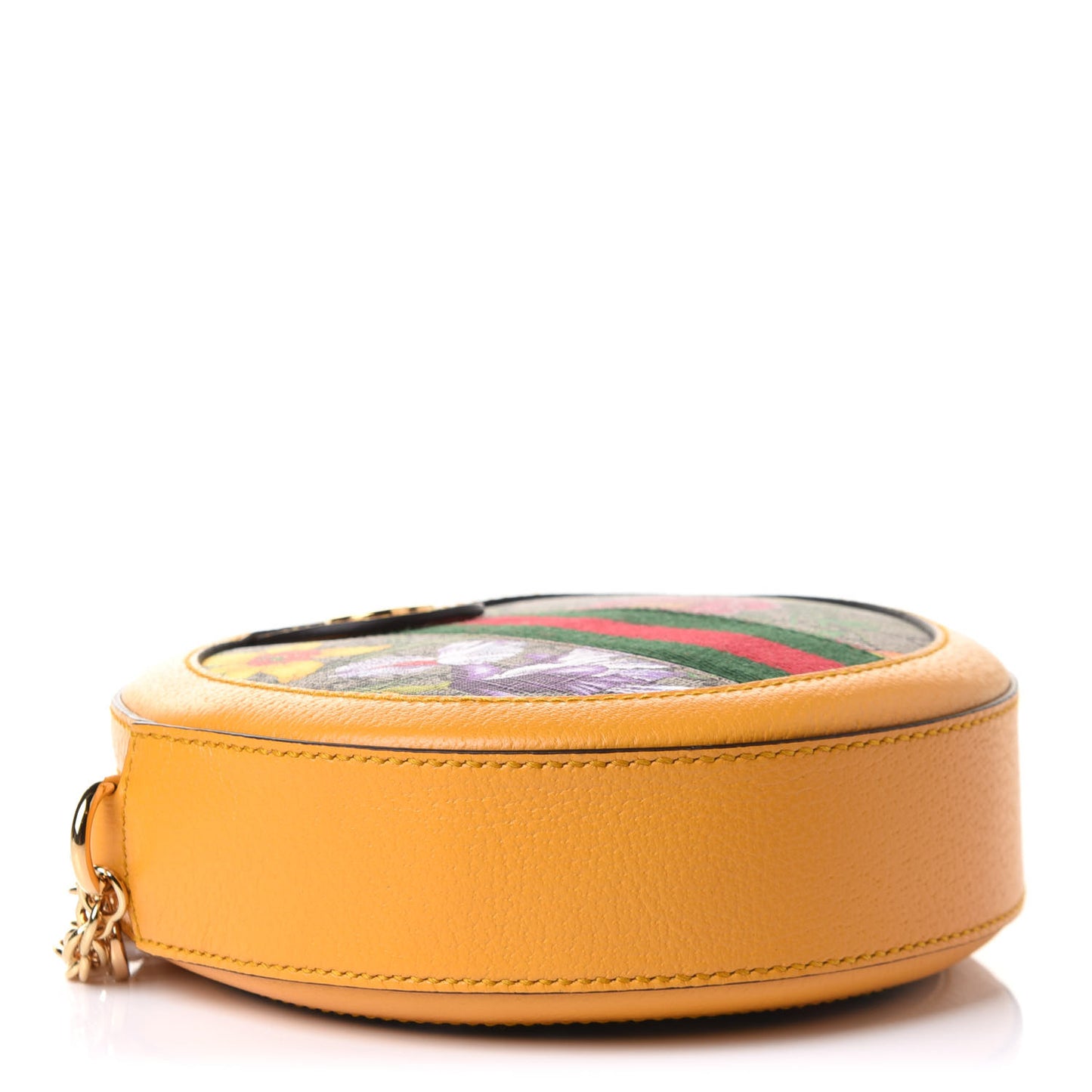 GG Supreme Monogram Flora Web Mini Ophidia Round Shoulder Bag Beige Multicolor Crop