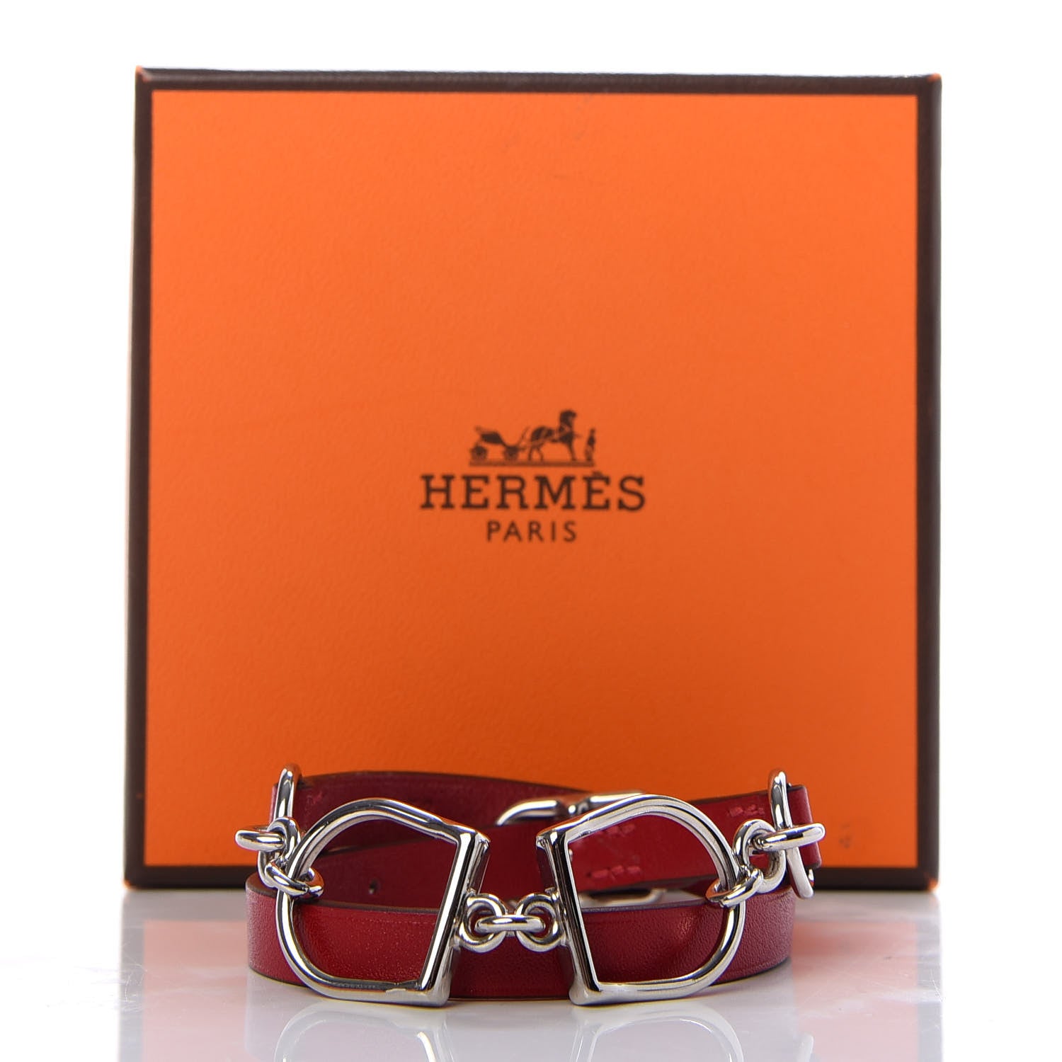 Hermes Swift Etrier Double Tour Bracelet T2 Rouge Casaque 6 of 6