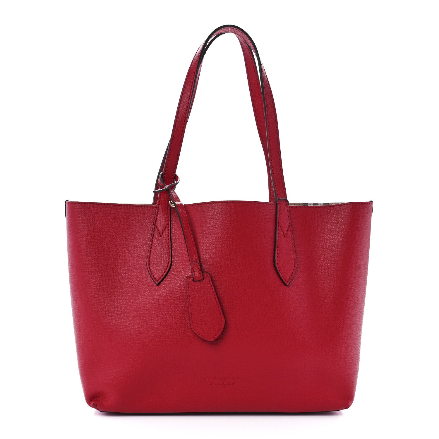 Burberry Haymarket Check Small Reversible Tote Poppy Red 1 of 20