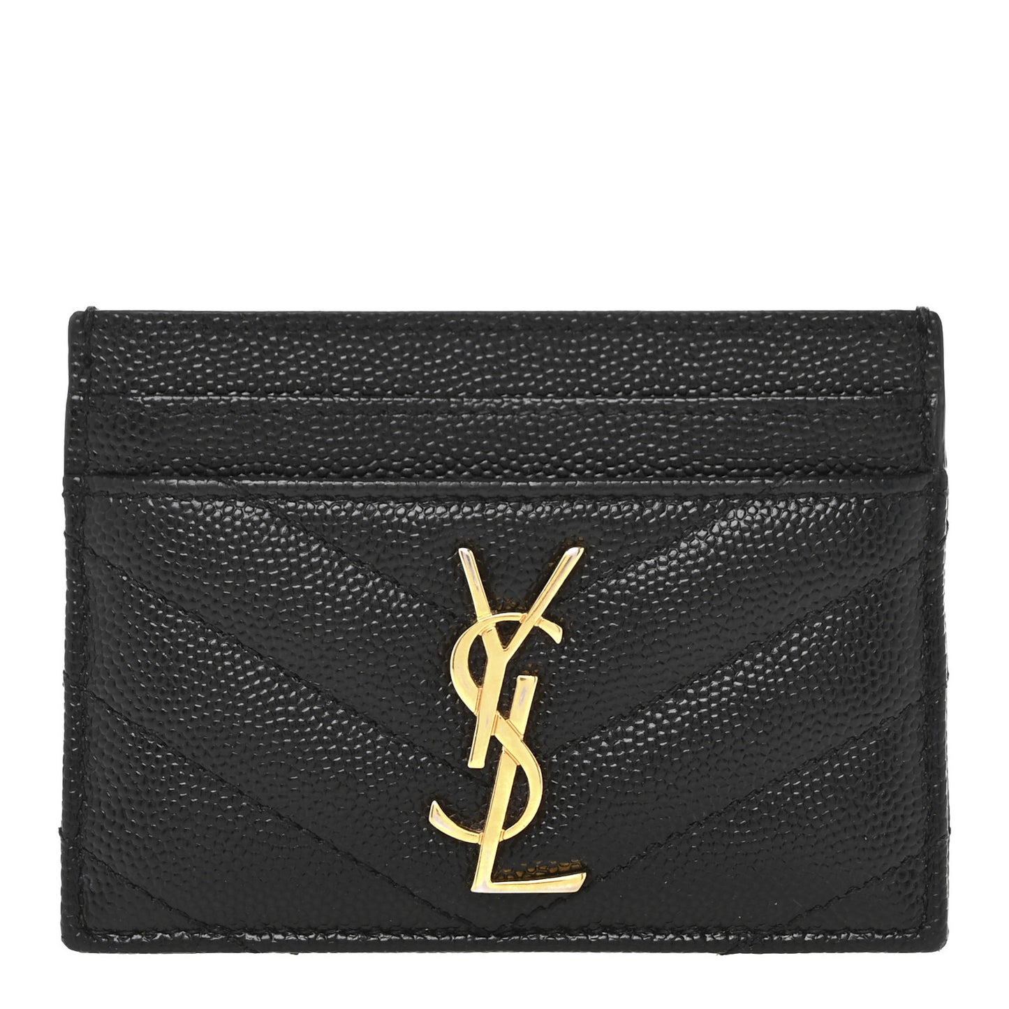 Grain De Poudre Matelasse Chevron Monogram Credit Card Case Black
